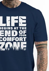 Neverless T-Shirt Life begins at the end of your Comfort Zone Grün/Dunkelblau/Blau