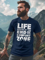 Neverless T-Shirt Life begins at the end of your Comfort Zone Grün/Dunkelblau/Blau