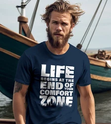 Neverless T-Shirt Life begins at the end of your Comfort Zone Grün/Dunkelblau/Blau