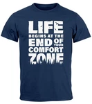 Neverless T-Shirt Life begins at the end of your Comfort Zone Grün/Dunkelblau/Blau