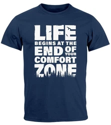 Neverless T-Shirt Life begins at the end of your Comfort Zone Grün/Dunkelblau/Blau