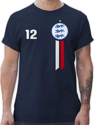 Shirtracer T-Shirt 12. Mann England Emblem 2024 Fussball EM Fanartikel Blau/Dunkelblau/Hellblau/Braun