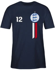 Shirtracer T-Shirt 12. Mann England Emblem 2024 Fussball EM Fanartikel Blau/Dunkelblau/Hellblau/Braun