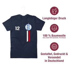 Shirtracer T-Shirt 12. Mann England Emblem 2024 Fussball EM Fanartikel Blau/Dunkelblau/Hellblau/Braun