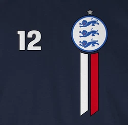 Shirtracer T-Shirt 12. Mann England Emblem 2024 Fussball EM Fanartikel Blau/Dunkelblau/Hellblau/Braun
