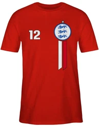 Shirtracer T-Shirt 12. Mann England Emblem 2024 Fussball EM Fanartikel Rot