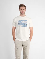LERROS T-Shirt mit modischem Print Weiß/Creme/Khaki/Grau