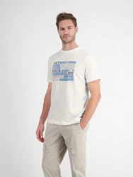 LERROS T-Shirt mit modischem Print Weiß/Creme/Khaki/Grau