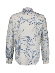 LERROS Langarmhemd mit Alloverprint Blau/Weiß