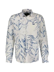 LERROS Langarmhemd mit Alloverprint Blau/Weiß