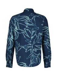 LERROS Langarmhemd mit Alloverprint Blau/Dunkelblau