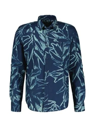 LERROS Langarmhemd mit Alloverprint Blau/Dunkelblau