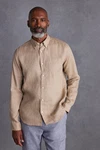 Next Langarmhemd aus Leinengemisch Braun/Beige/Khaki