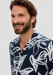 s.Oliver BLACK LABEL Kurzarmhemd mit All-over-Print Blau