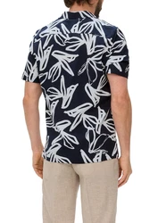 s.Oliver BLACK LABEL Kurzarmhemd mit All-over-Print Blau