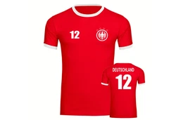 multifanshop T-Shirt Kontrast Deutschland Adler Retro Trikot Rot/Dunkelrot