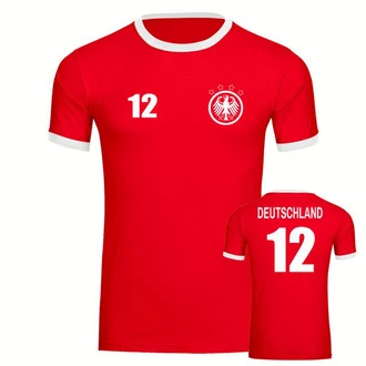 multifanshop T-Shirt Kontrast Deutschland Adler Retro Trikot Rot/Dunkelrot