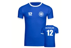 multifanshop T-Shirt Kontrast Deutschland Adler Retro Trikot Blau/Dunkelblau/Hellblau
