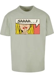 Merchcode T-Shirt Silent Sign Comic Heavy Oversized Tee Dunkelgrün/Hellgrau/Grün/Khaki/Hellgrün