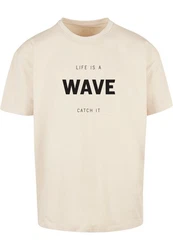 Merchcode T-Shirt Herren Summer Life is a Wave Heavy Oversize Tee Weiß/Khaki/Beige/Dunkelblau/Creme