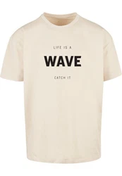 Merchcode T-Shirt Herren Summer Life is a Wave Heavy Oversize Tee Weiß/Khaki/Beige/Dunkelblau/Creme