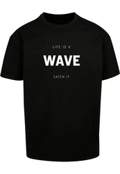 Merchcode T-Shirt Herren Summer Life is a Wave Heavy Oversize Tee Schwarz/Weiß/Dunkelblau