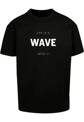 Merchcode T-Shirt Herren Summer Life is a Wave Heavy Oversize Tee Schwarz/Weiß/Dunkelblau