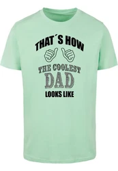 Merchcode Coolest Dad T-Shirt Round Neck Grün/Hellgrün/Türkis