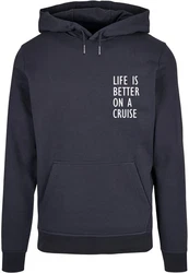 Merchcode Kapuzensweatshirt Life Is Better Basic Hoody Dunkelblau/Blau/Grau/Hellblau