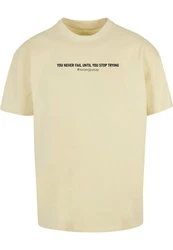 Merchcode T-Shirt Never Give Up Heavy Oversized Tee Khaki/Gelb/Beige
