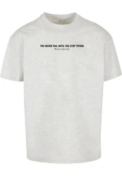 Merchcode T-Shirt Never Give Up Heavy Oversized Tee Grau/Hellgrau/Khaki