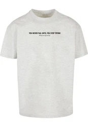 Merchcode T-Shirt Never Give Up Heavy Oversized Tee Grau/Hellgrau/Khaki