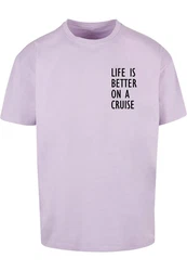 Merchcode T-Shirt Life Is Better Heavy Oversized Tee Lila/Rosa