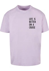 Merchcode T-Shirt Life Is Better Heavy Oversized Tee Lila/Rosa