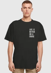 Merchcode T-Shirt Life Is Better Heavy Oversized Tee Schwarz/Rosa/Dunkelgrau/Braun