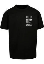 Merchcode T-Shirt Life Is Better Heavy Oversized Tee Schwarz/Rosa/Dunkelgrau/Braun