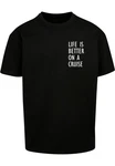Merchcode T-Shirt Life Is Better Heavy Oversized Tee Schwarz/Rosa/Dunkelgrau/Braun