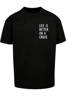 Merchcode T-Shirt Life Is Better Heavy Oversized Tee Schwarz/Rosa/Dunkelgrau/Braun