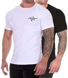 Psycho Urban Print-Shirt Set Basic Fitness T-Shirt im Doppelpack Weiß/Schwarz/Dunkelblau