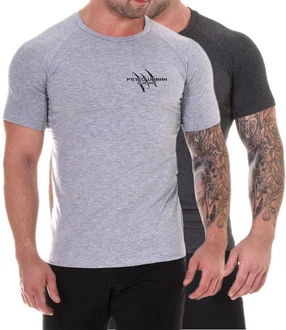 Psycho Urban Print-Shirt Set Basic Fitness T-Shirt im Doppelpack Hellgrau/Grau/Dunkelgrau Psycho Urban Print-Shirt Set Basic Fitness T-Shirt im Doppelpack Hellgrau/Grau/Dunkelgrau