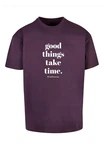 Merchcode T-Shirt Good Things Take Time Heavy Oversize Tee (1-tlg) Lila/Rosa