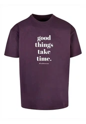 Merchcode T-Shirt Good Things Take Time Heavy Oversize Tee (1-tlg) Lila/Rosa