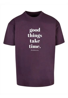 Merchcode T-Shirt Good Things Take Time Heavy Oversize Tee (1-tlg) Lila/Rosa