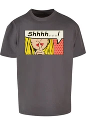 Merchcode T-Shirt Silent Sign Comic Heavy Oversized Tee Hellgrau/Grün