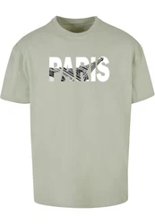 Merchcode Paris Eiffel Tower Heavy Oversize Tee Grün/Hellgrün/Dunkelgrün/Grau