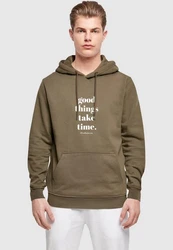 Merchcode Kapuzensweatshirt Good Things Take Time Basic Hoody (1-tlg) Dunkelgrün/Khaki/Braun/Grau