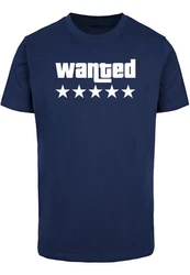 Merchcode Wanted T-Shirt Round Neck Blau/Dunkelblau