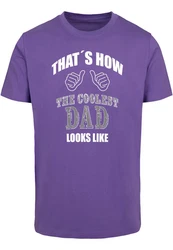 Merchcode Coolest Dad T-Shirt Round Neck Lila/Dunkelblau/Fliederfarben