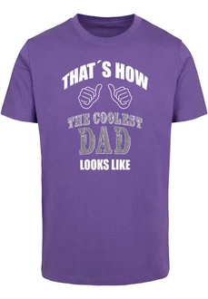 Merchcode Coolest Dad T-Shirt Round Neck Lila/Dunkelblau/Fliederfarben