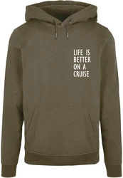 Merchcode Kapuzensweatshirt Life Is Better Basic Hoody Dunkelgrün/Grün